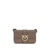 PINKO Brown Calf Leather Bos Taurus Shoulder Bag